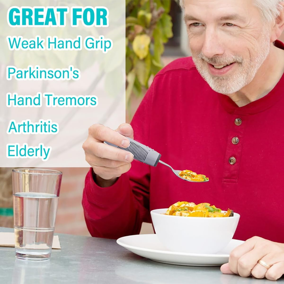 Adaptive Utensils, Adaptive Utensils 4Pcs for Hand Tremors,Elderly, Arthritis,Parkinsons-Built up Utensils for Adults–Easy Grip Aids Handle–2.5Oz Each Weighted Silverware for Hand Tremors