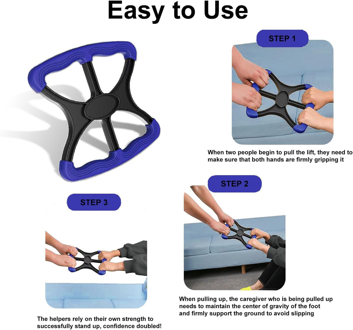 Liberty Lift Assists Standing Aid-Handicap, Portable Lift Aid Bar with No-Slip Grip Handles to Transfer Elderly,Senior,Bariatric,Patient or Disabled Assists Caregiver or Nurse,Supports Gifts for Daily