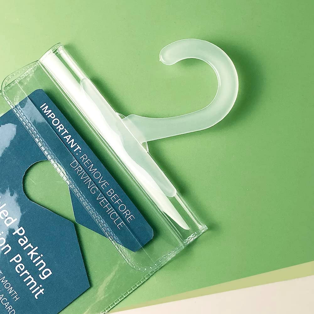 Handicap Parking Placard Holder, Ultra Transparent Disabled Permit Protective Cover with Large Hanger by Tbuymax (Set of 2)