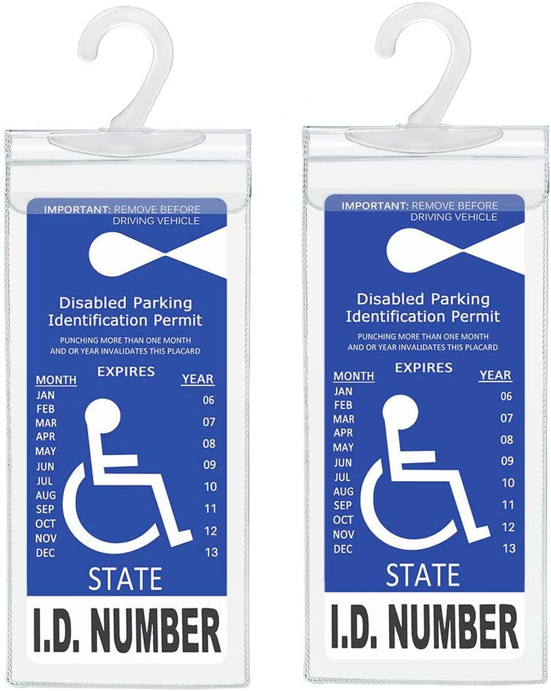 Handicap Parking Placard Holder, Ultra Transparent Disabled Permit Protective Cover with Large Hanger by Tbuymax (Set of 2)